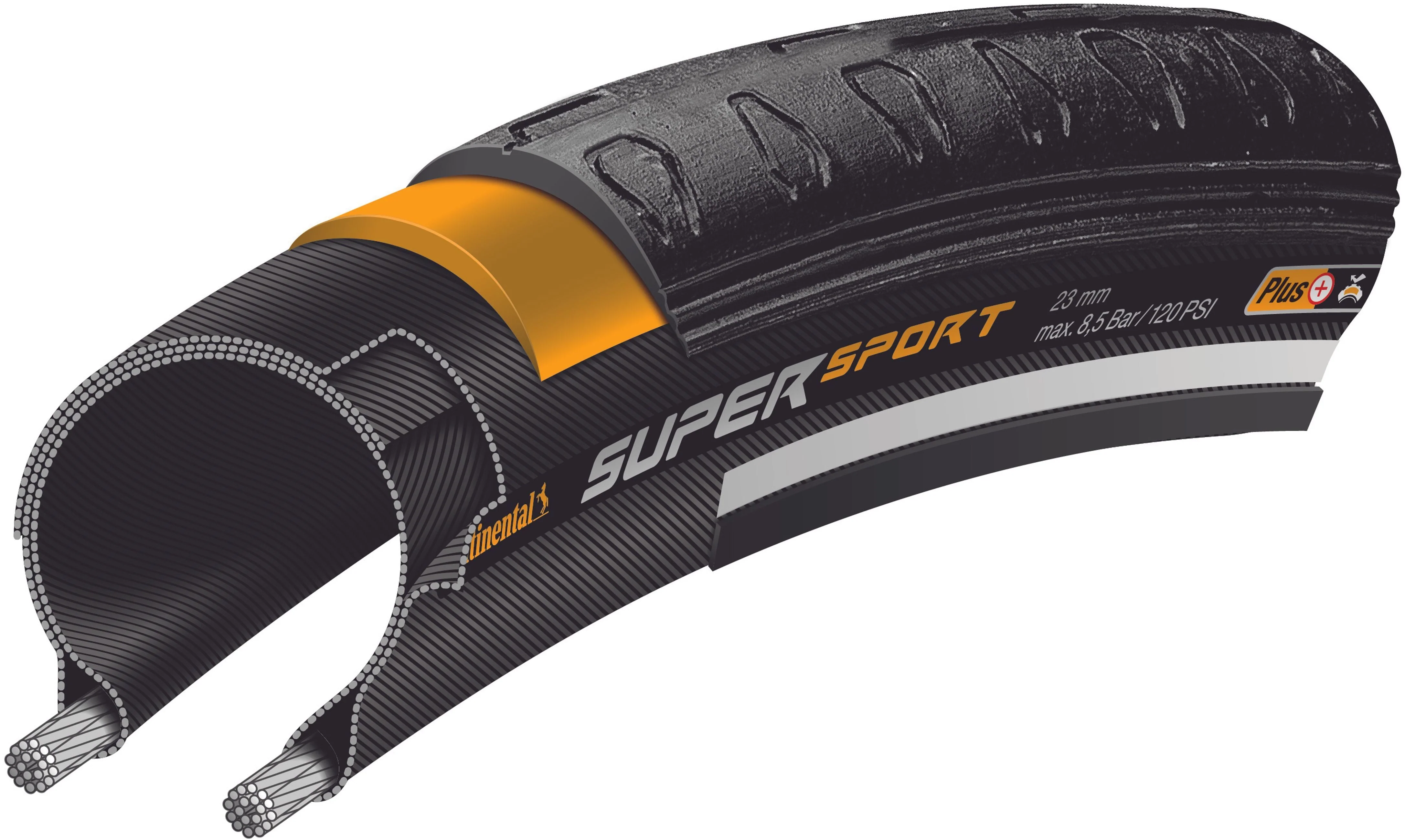 Continental Super Sport Plus Drahtreifen 700x23C schwarz - Image 3