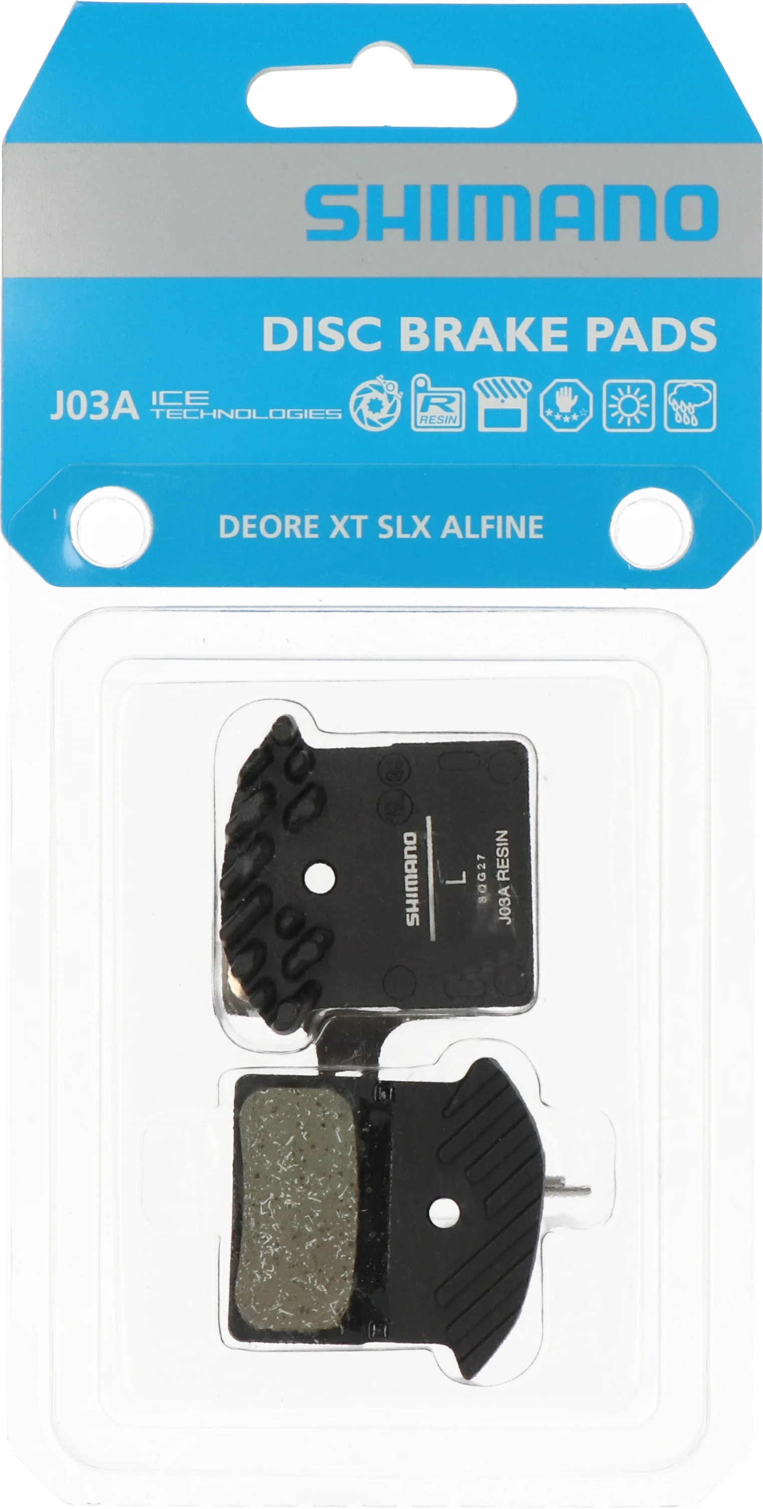 Shimano Ice-Tech J03A Resin Scheibenbremsbeläge mit Kühlrippen schwarz/braun