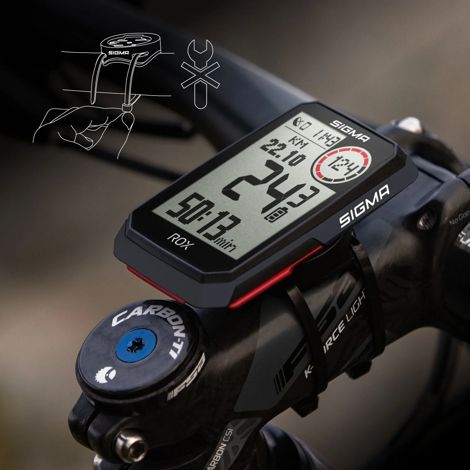 Sigma ROX 4.0 Fahrradcomputer Set inkl. Vorbauhalterung + Pulsgurt + Geschwindigkeit/Trittfrequenz Sensor schwarz - Image 10